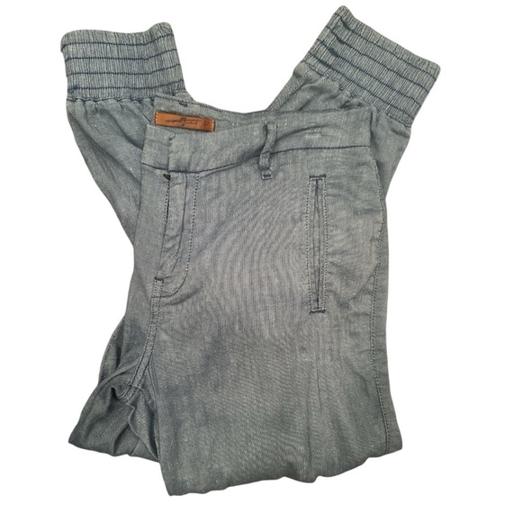 7 For All Mankind Linen Blend Blue Chinos With Elastic Cuff Ankles Sz 26 - Picture 2 of 7